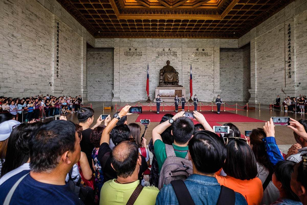 Changing of guards at National Chiang Kai-shek Memorial Hall. Taipei, Taiwan.