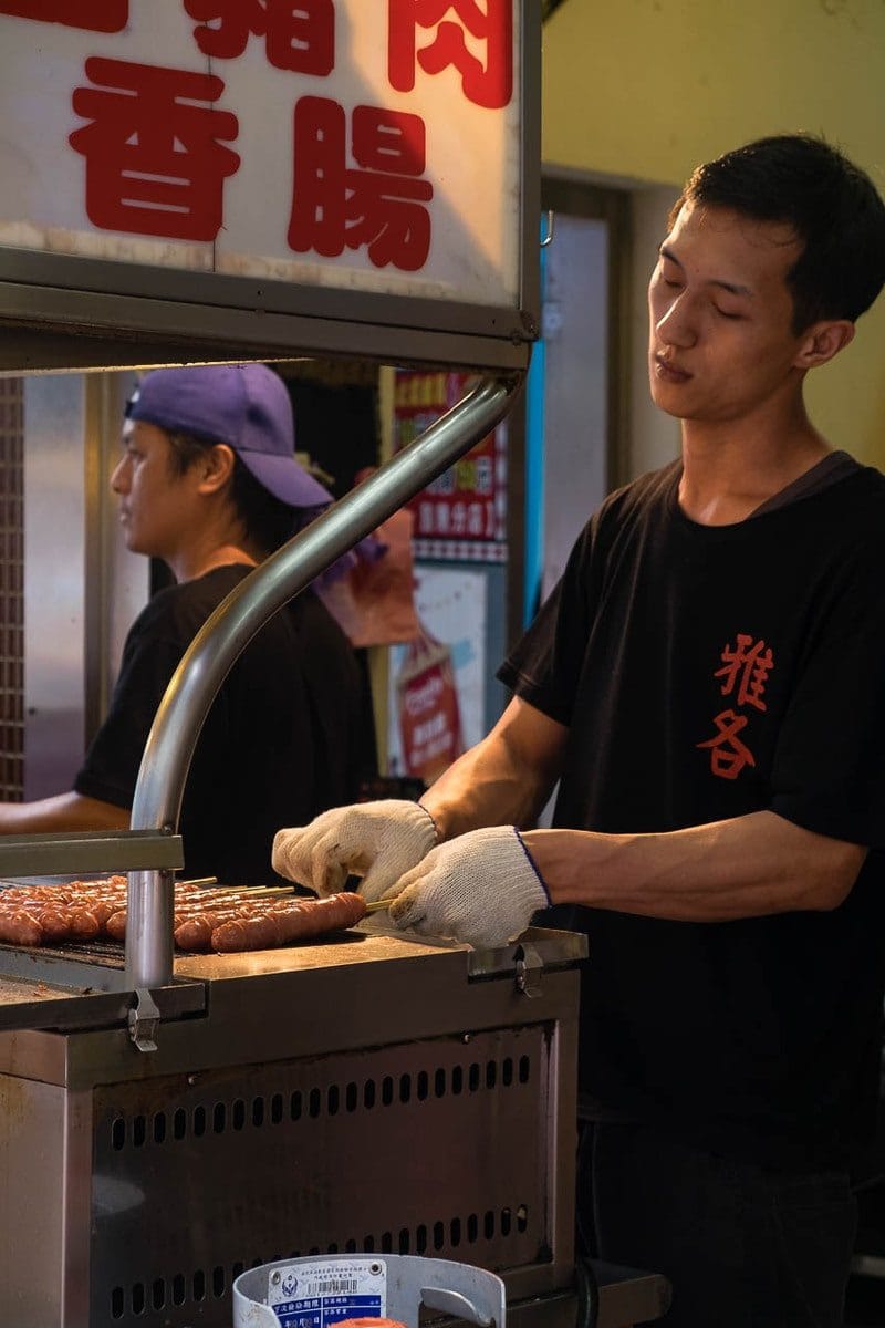 Street food vendor on Wulai Street. Wulai District, New Taipei City, Taiwan.