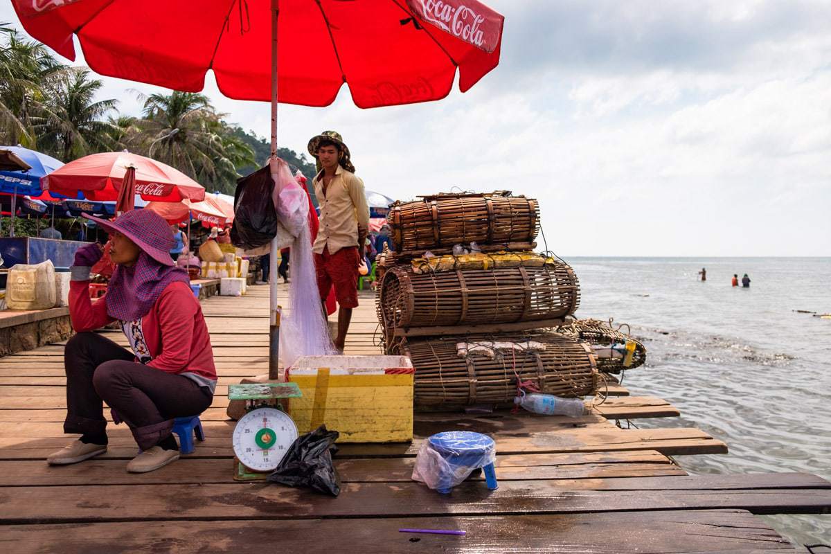 Crab sellers. Kep, Cambodia.
