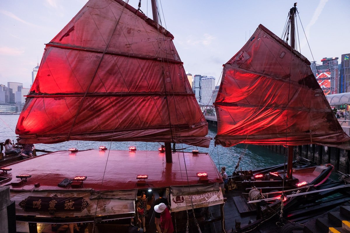 Hong Kong sailboat. Victoria Harbour. Hong Kong.