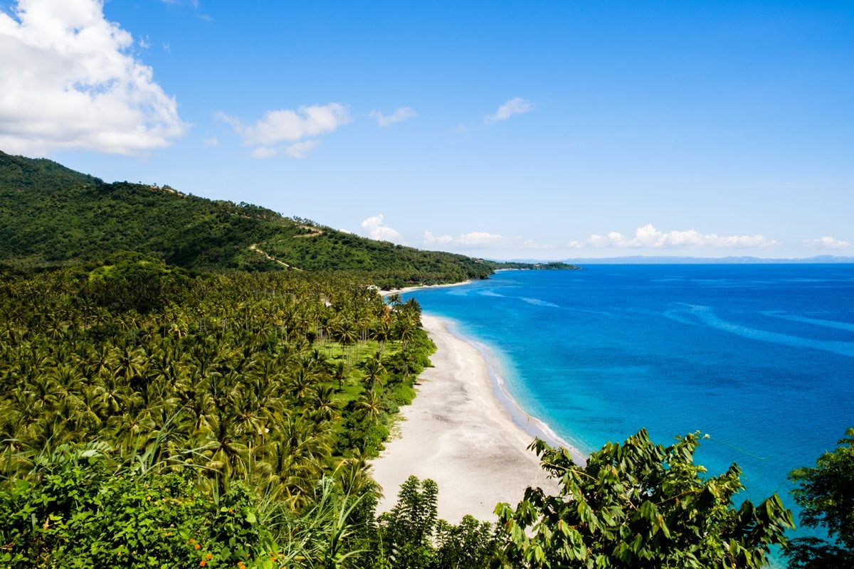Senggigi Beach seen from a cliff. Lombok, Indonesia.
