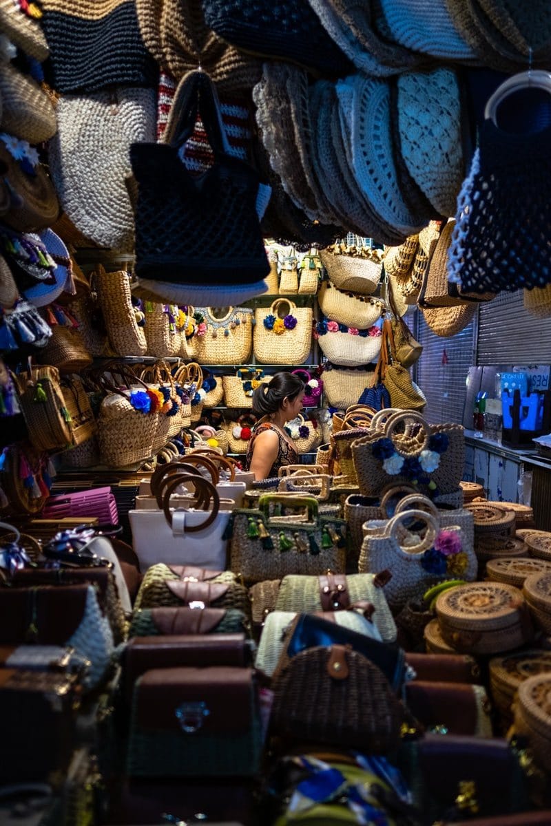 Bag seller. Ho Chi Minh City, Vietnam.