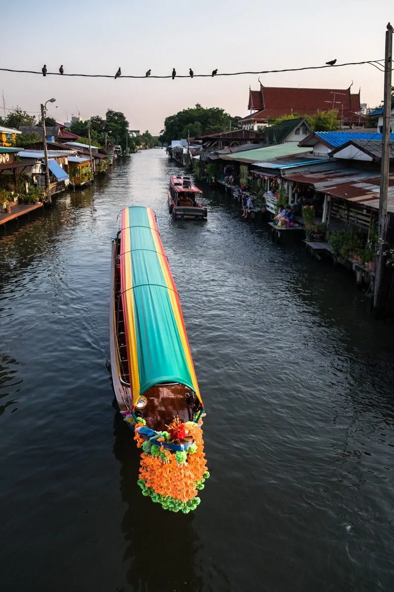Colourful tourist long-tail boat on Bang Luang Canal.