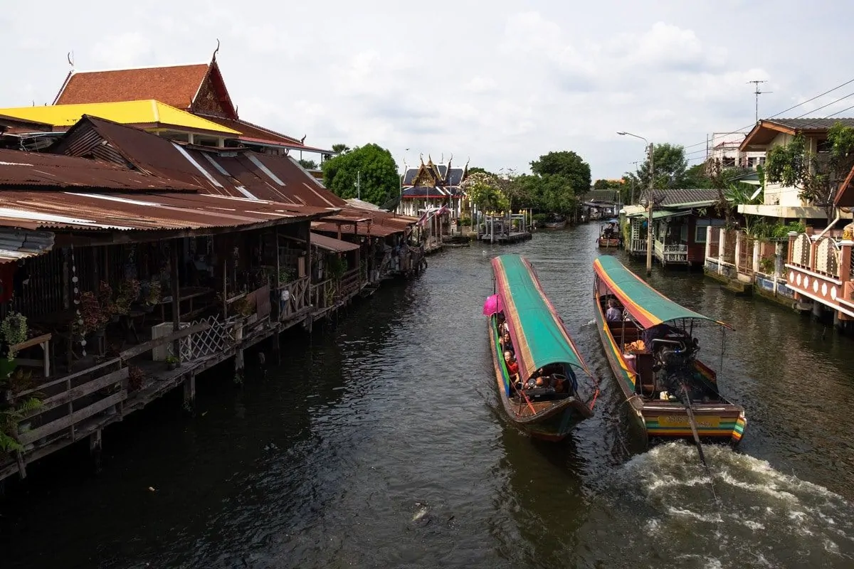 Two tourist long-tail boats on Bang Luang Canal.