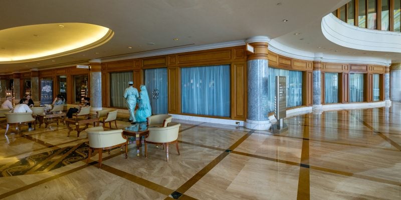 Cafe in the lobby of the Luxurious Empire Hotel and Country Club. Jerudong, Brunei.