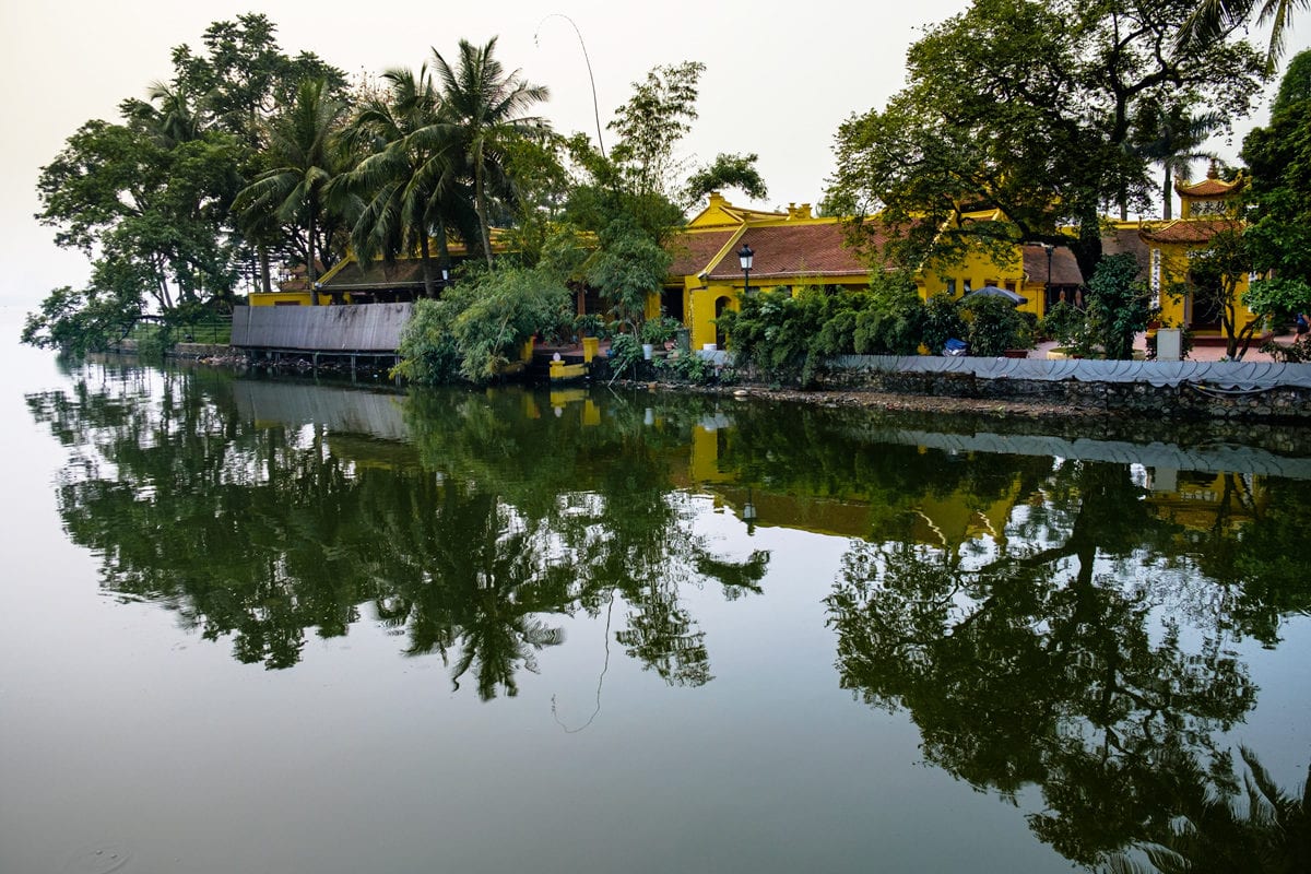 Reflection at Kim Ngu (Golden Fish) islet of Ho Tay (West Lake) in Hanoi, Vietnam.