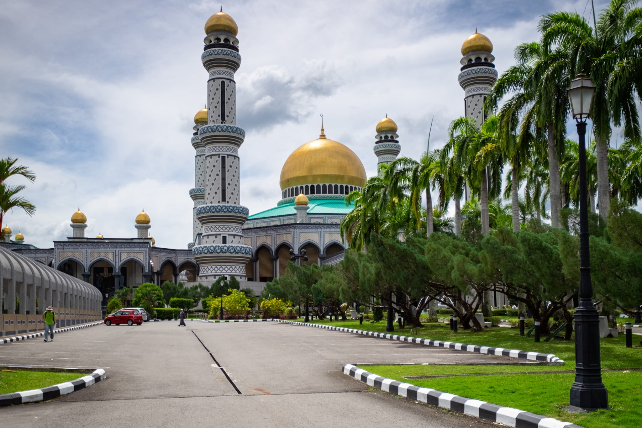 Jame Asr Hassanil Bolkiah Mosque seen from car park. Bandar Seri Begawan, Brunei.