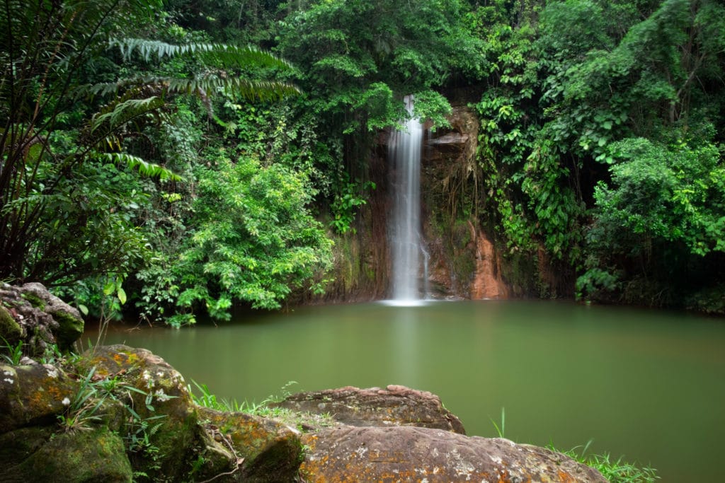 Long exposure image of the waterfall at Tasek Lama Recreational Park. Bandar Seri Begawan, Brunei.