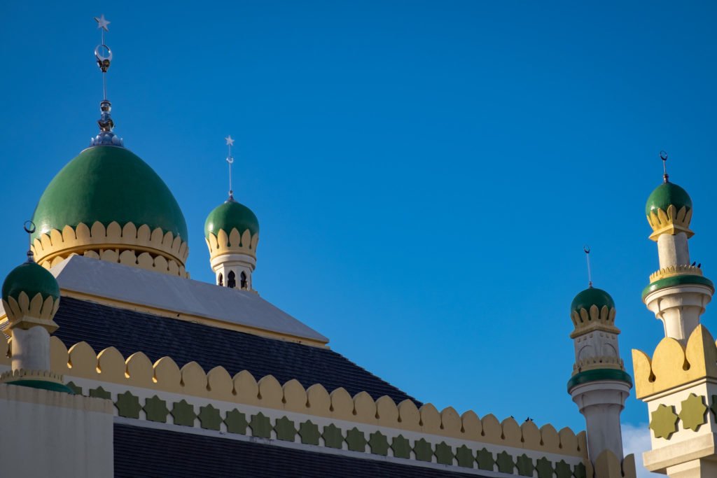 Closeup of the domes of Masjid Duli Pengiran Mosque. Brunei.