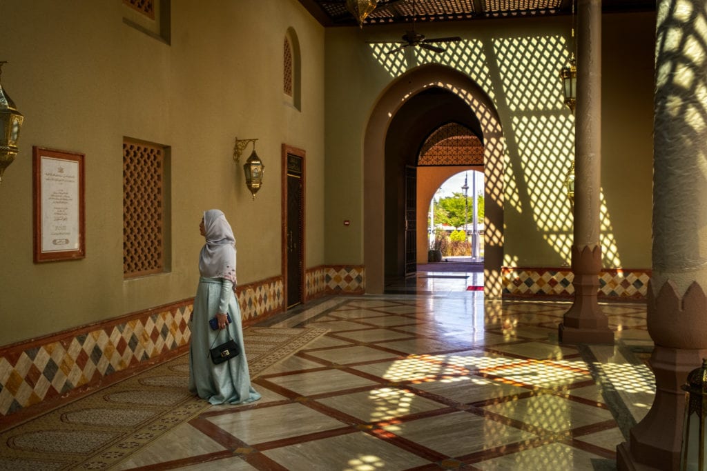 Female follower of Islam at Ash-Shaliheen Mosque. Bandar Seri Begawan, Brunei.