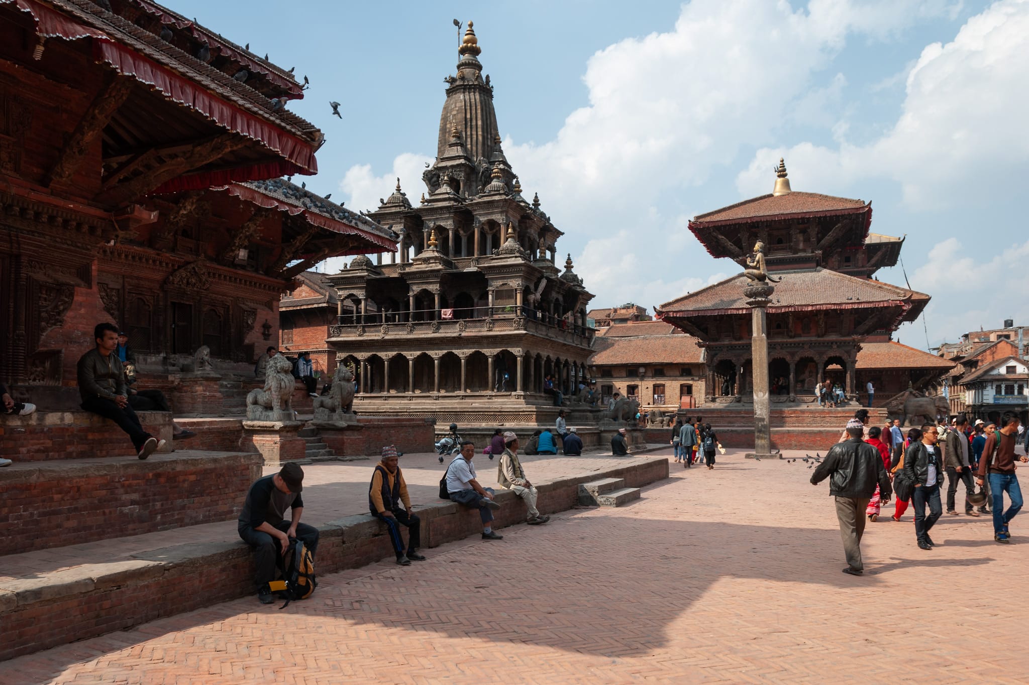 Pagodas and Temples of Patan Durbar Square in Kathmandu Valley, Nepal.